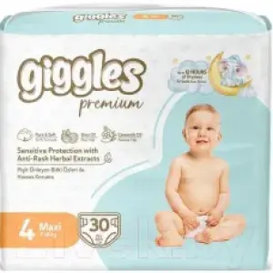 Giggles Premium Baby Diaper 7-18 Kg Maxi 30 Pcs (Made in Turkey)