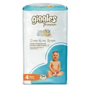 Giggles Premium Baby Diaper 7-18 Kg Mexi 54 Pcs (Made in Turkey)