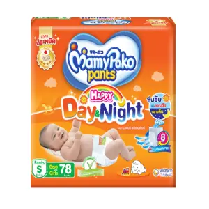 MamyPoko Pant Happy Day and Night (Boys & Girls) S 4-8 Kg (78 Pcs)_Thailand