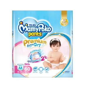 MamyPoko Premium Extra Dry Pants Diaper (Girls) M 6-12 Kg (60 Pcs)_Thailand