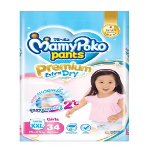 MamyPoko Premium Extra Dry Pants Diaper (Girls) XXL 15-25 Kg (34 Pcs)_Thailand