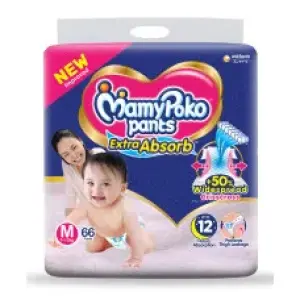 TMamyPoko Pants Medium 7-12 Kg 66 Pcs (Made in India)