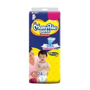 MamyPoko Pants Standard Baby Diapers, Extra Large (12 - 17 kg) 24 Pcs