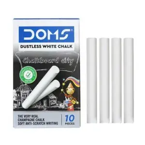 DOMS Non Toxic Dustless White Chalk 10 Pcs