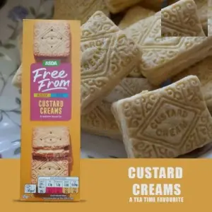 Asda Free From Custard Cream Sandwich Biscuits 125G 