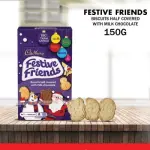 Cadbury Festive Friends Biscuits Half Covered with Milk Chocolate 150G