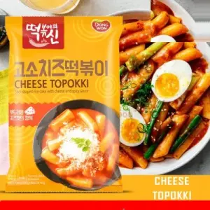 Dong Won Cheese Topokki Stick Shaped Rice Cake with Cheese & Spicy Sauce 240G