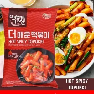 Dong Won Hot Spicy Topokki Stick Shaped Rice Cake with Hot Spicy Sauce 240G