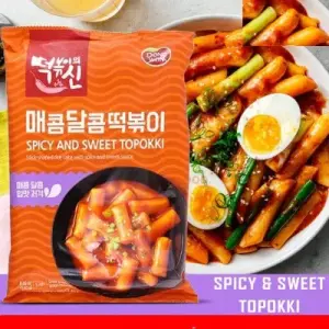 Dong Won Spicy & Sweet Topokki Stick Shaped Rice Cake with Spicy & Sweet Sauce 240G